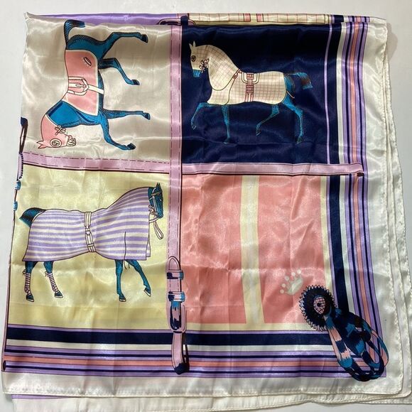 Fashion Luxury Horse Carriage Print Women Scarf Size 90x90 CM